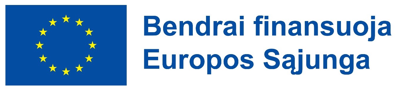 Europos Sąjungos vėliava su tekstu „Bendrai finansuoja Europos Sąjunga“ – žymėjimas projektų, finansuojamų ES lėšomis